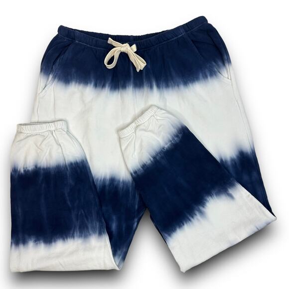 NEW Electric & Rose Cropped Ankle Sweatpant Joggers Blue White Athleisure Medium - Picture 3 of 5